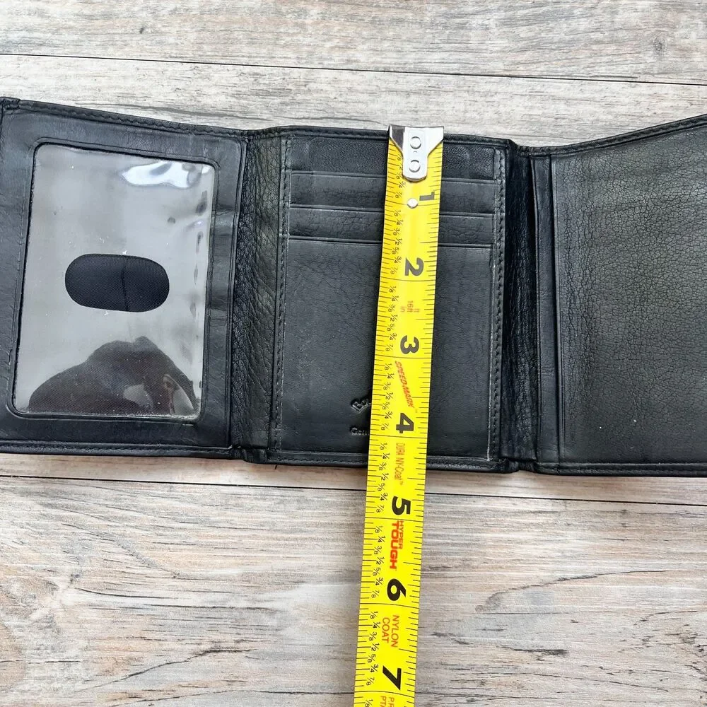 Boulden Ridge Leather Trifold Wallet Black ID Window Classic Slim Vintage Soft